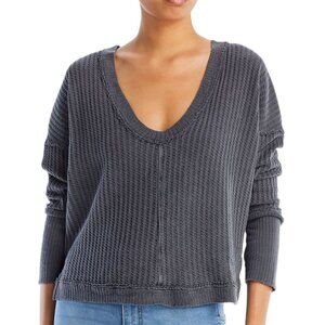 Free People Gray V-Neck Sweater